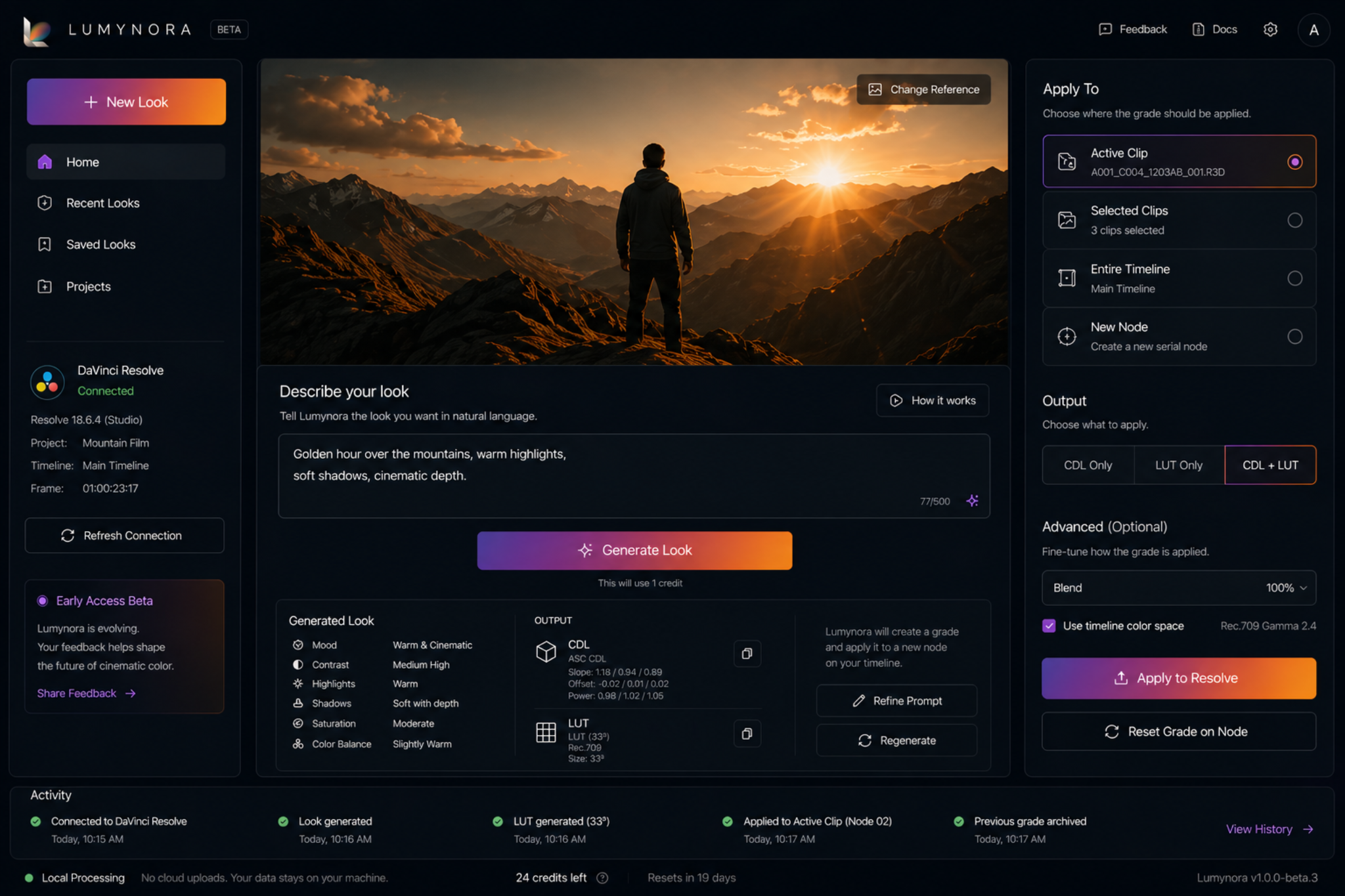 Lumynora desktop application interface preview